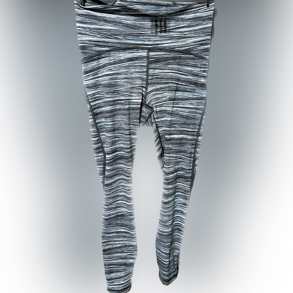 Black and white striped Lululemon leggings